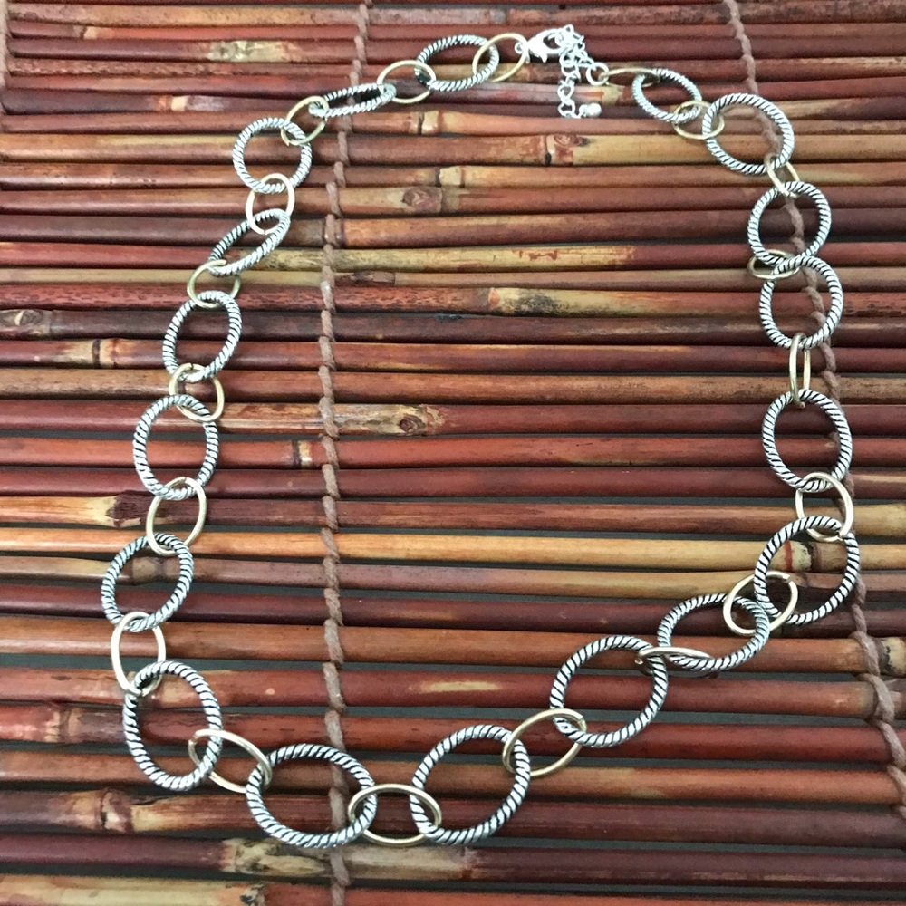 Silver Tone Circle Link Necklace - image 2
